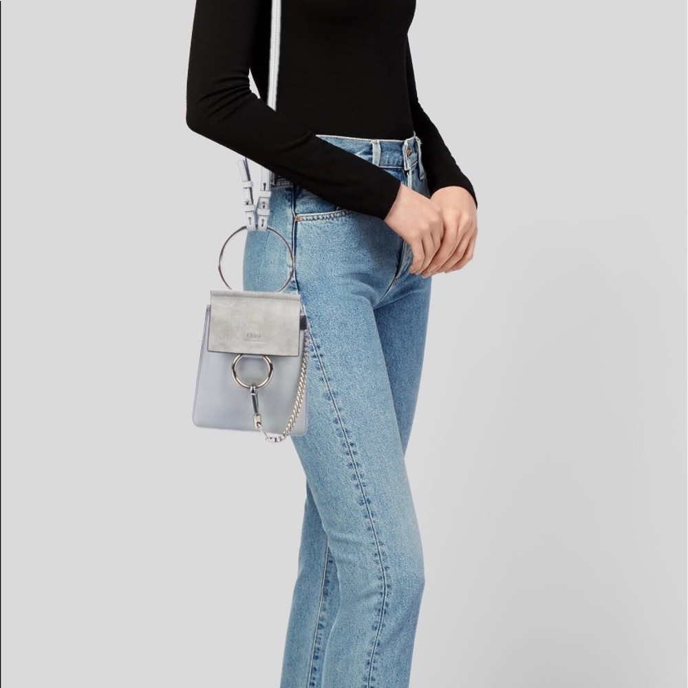 Chloé mini Faye bracelet bag light blue leather